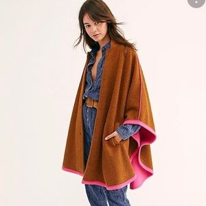 Free People Stone Cold Circle Cape Brown Pink XS/S